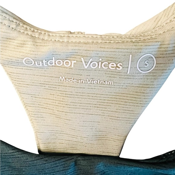 Outdoor Voices Women's Two-Tone Sports Bra - Dark Green and Light Sage Size S - Picture 3 of 8
